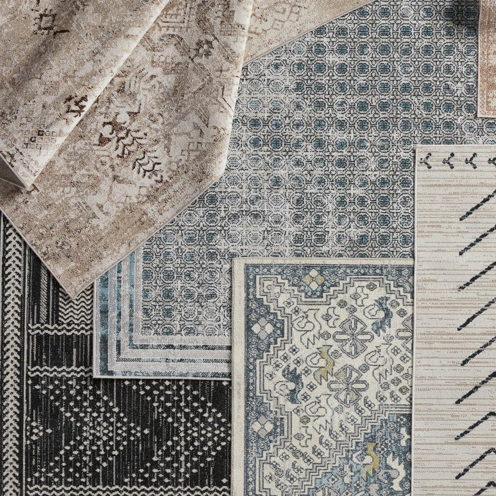 Nadine Chic Cream & Blue Medallion Tufted Area Rug