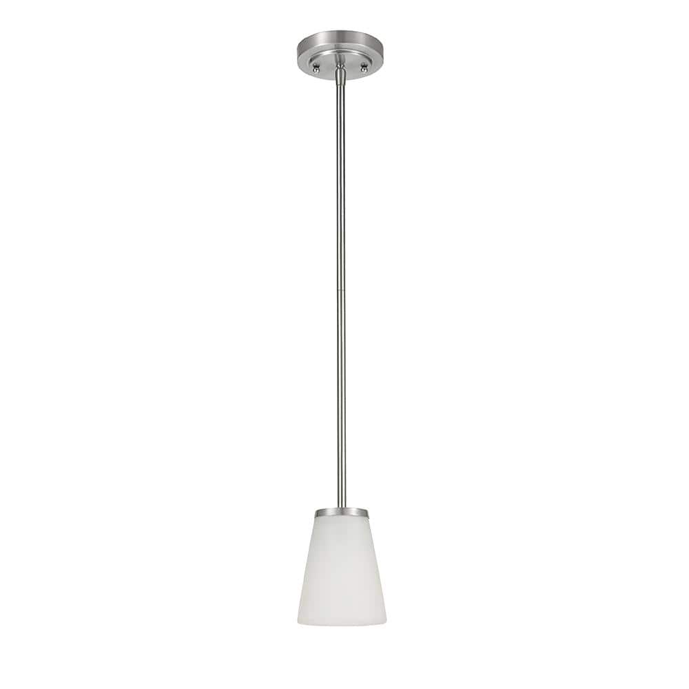 Hampton Bay Helena 4.7 in 1-Light Brushed Nickel Mini Pendant with Frosted Glass Shades -  21098-000