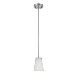 Helena 4.7 in 1-Light Brushed Nickel Mini Pendant with Frosted Glass Shades