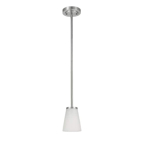 Hampton Bay Helena 4.7 in 1-Light Brushed Nickel Mini Pendant with Frosted Glass Shades