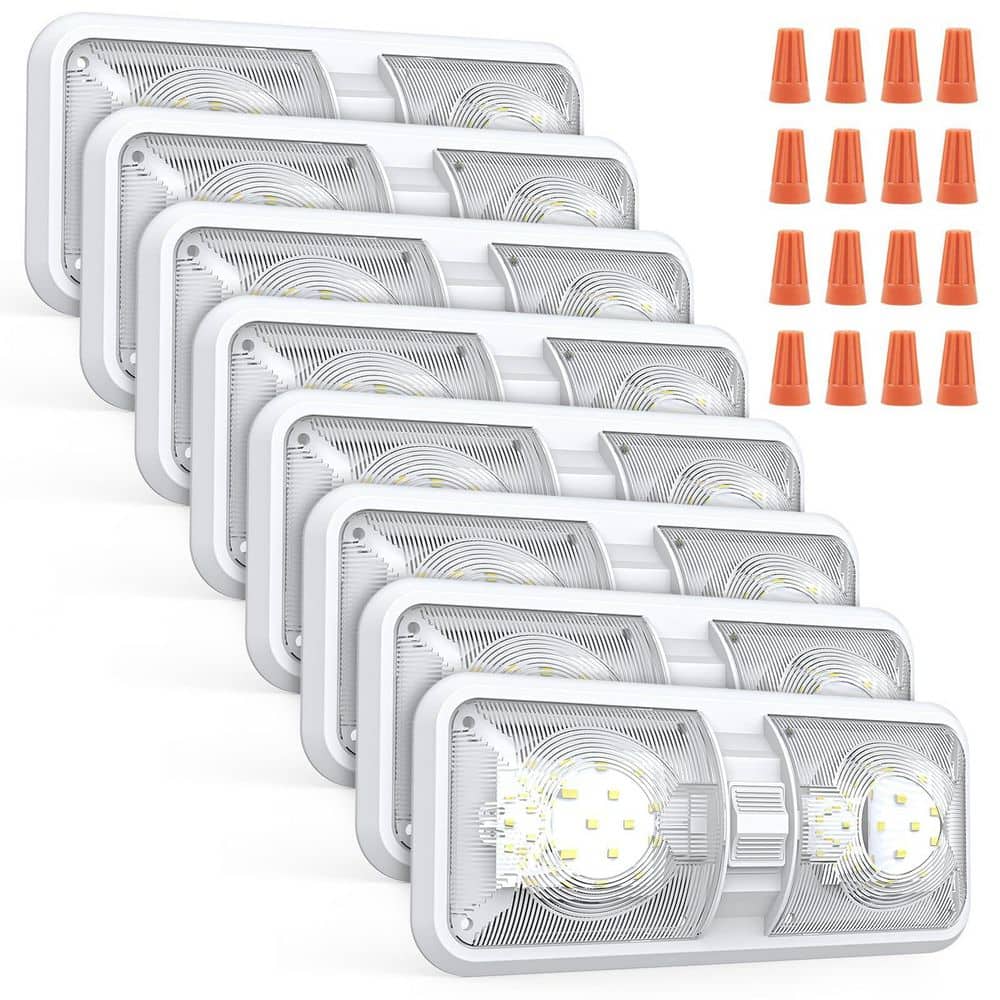 12 Volt LED Interior Dome Light Fixture with Switch, Natural White, 1000LM, 8W, for RV Camper Trailer Car, 8 Pack price history on PriceWatchPro