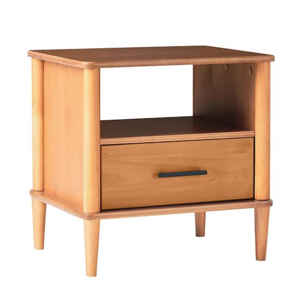 Walker Edison Furniture Company 1-Drawer Caramel Solid Wood Walker Edison Furniture Company 1-Drawer Caramel Solid Wood