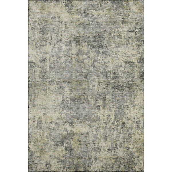 Mayfield Premium Machine Washable Abstract AMF2061 Pewter 9 ft. x 12 ft. Area Rug