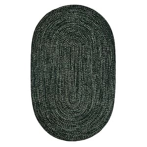 Chenille Tweed Braid Collection Diluth & Emerald 42" x 66" Oval 100% Polyester Reversible Indoor Area Rug