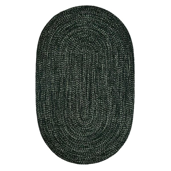 Better Trends Chenille Tweed Braid Collection Diluth & Emerald 42" x 66" Oval 100% Polyester Reversible Indoor Area Rug