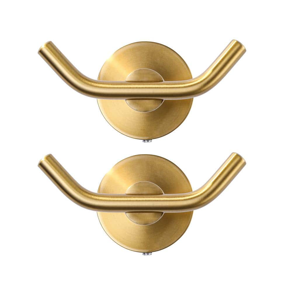 Stainless Steel Bathroom Hook Wall Mount J-Hook Robe/Towel Hook with Concealed Mounting Hardware in Gold (2-Pack) price history on PriceWatchPro