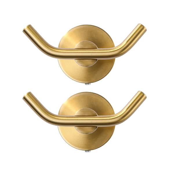 IVIGA Stainless Steel Bathroom Hook Wall Mount J-Hook Robe/Towel Hook with Concealed Mounting Hardware in Gold (2-Pack)