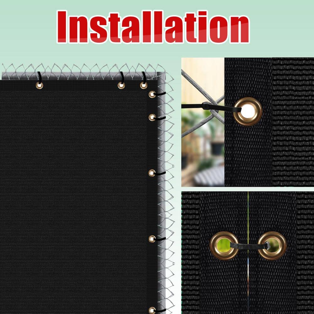 Black 5' x 10' High-Density Polyethylene Privacy Fence Screen