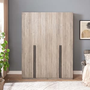 Lee Rustic Grey 63 in. 2-Piece Freestanding Wardrobe with 2 Hanging Rods, 2 Drawers, 3 Shoe Compartments and 2 Shelves