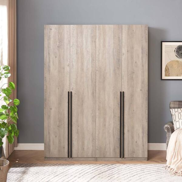 Manhattan Comfort Lee Rustic Grey 63 in. 2-Piece Freestanding Wardrobe ...