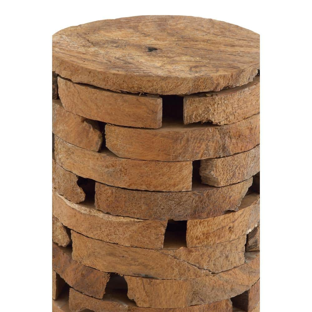 Handcrafted Teak Wood Live Edge Accent Table - 14" x 18" Brown