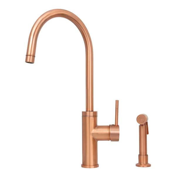Akicon Single-Handle Deck Mount Standard Kitchen Faucet with Side Spray in Copper