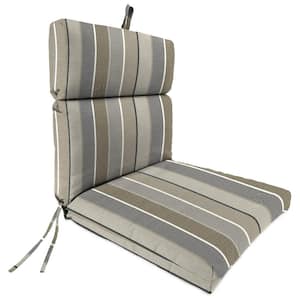 Sunbrella 22" x 44" Milano Charcoal Multicolor Stripe Rectangular French Edge Outdoor Chair Cushion