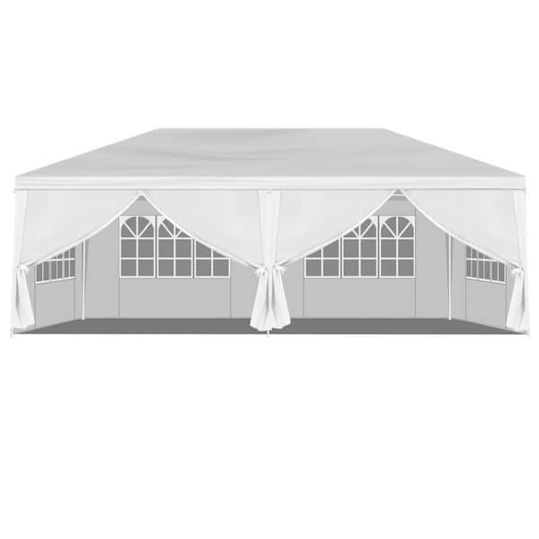 10 ft. x 20 ft. White Pop-Up Canopy with 6 Removable Sidewalls, Outdoor Use for Party, Wedding, Marketplace