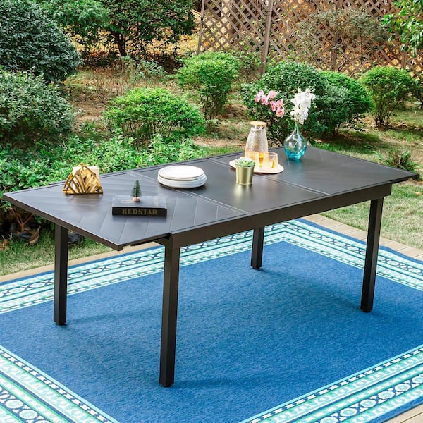 PHI VILLA 9-Piece Metal Outdoor Dining Set with Extensible