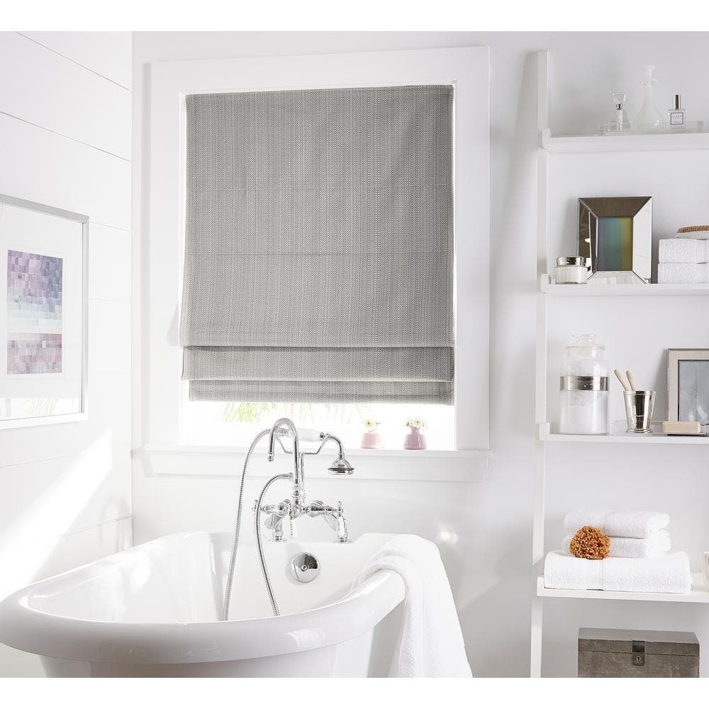 Cut-to-Size Grey Cordless Room Darkening Privacy Polyester Roman Shades 23 
