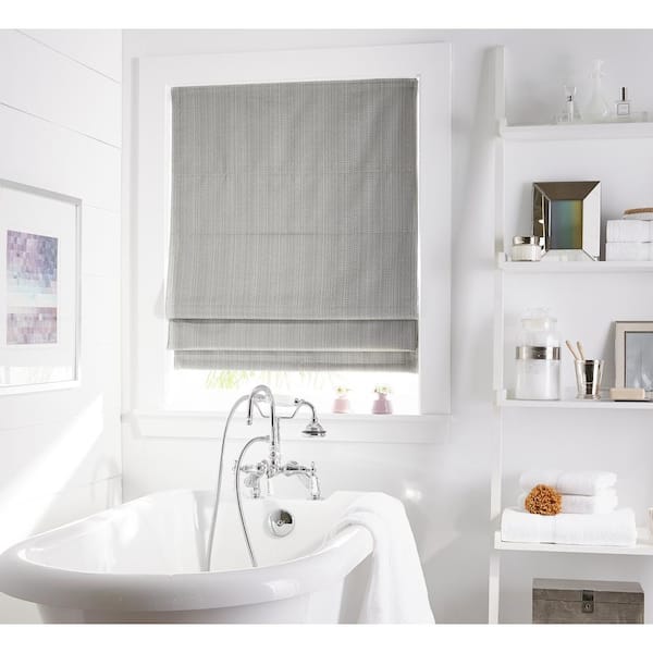 Unbranded Cut-to-Size Grey Cordless Room Darkening Privacy Polyester Roman Shades 34 in. W x 64 in. L
