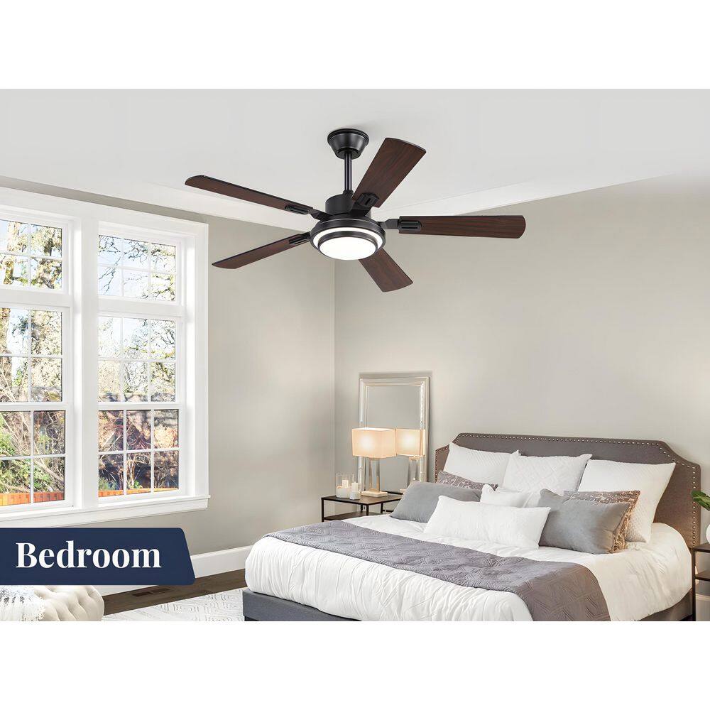 48 in. Indoor Intergrated 3-Color LED Standard Black Downrod Mount Ceiling Fan with Lights, Remote Control, DC Motor price history on PriceWatchPro