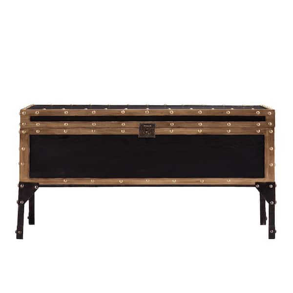 Southern Enterprises Irving 40 in. Antique Black/Dark Antique Bronze Medium Rectangle Wood Coffee Table with Lift Top