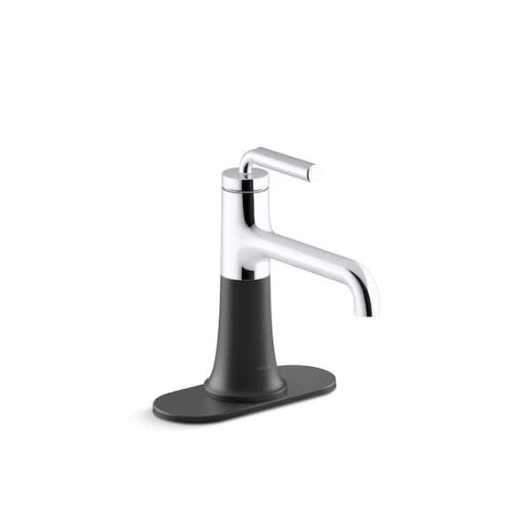 KOHLER Tone Single Hole 1.2 GPM Bathroom Sink Faucet in Polished Chrome with Matte Black