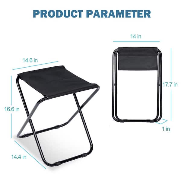 Black Portable Folding Camping Stool for Outdoor Hiking Backpacking Fi