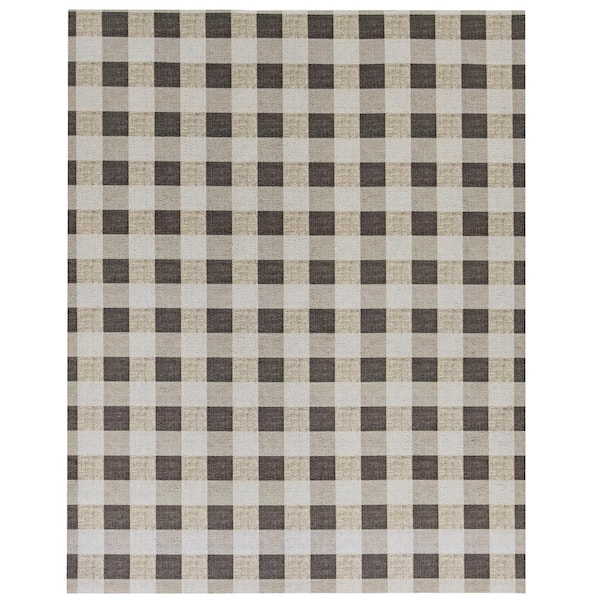 FOSS FLOORS Checked Brown/Taupe 6x8 Area Rug - TPR