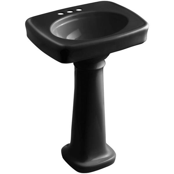 KOHLER Bancroft Pedestal Combo Bathroom Sink in Black Black