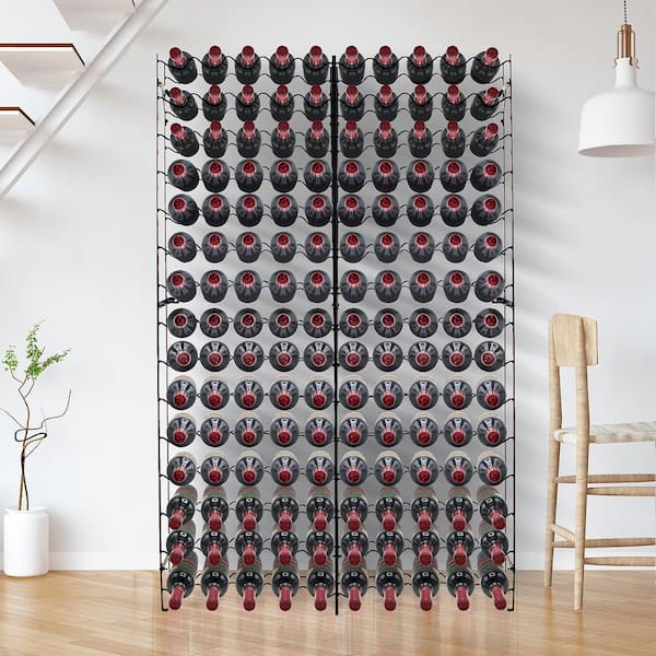 150-Bottle Iron Wine Rack with Display Shelf