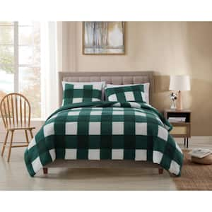 3-Piece Emerald Plaid Microfiber Full/Queen Comforter Set