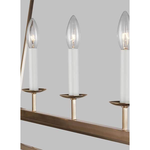 Dianna 5-Light Satin Brass Industrial Farmhouse Linear Island Hanging Chandelier with LED Bulbs