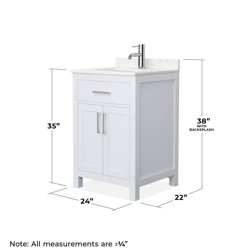 Beckett 24" White Freestanding Single Bathroom Vanity with Carrara Marble Top