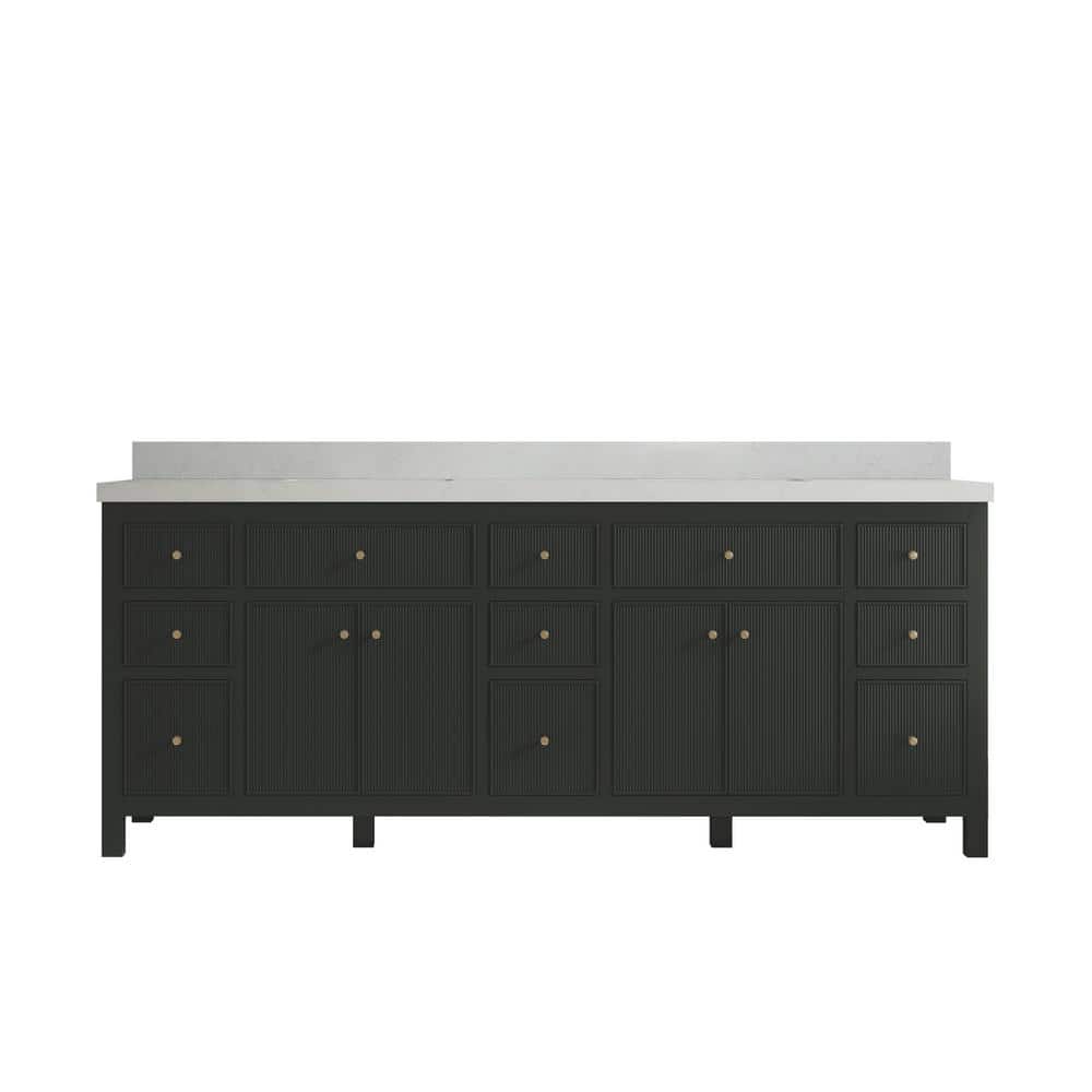 Sonoma 84 in. W x 22 in. D x 36 in. H Double Sink Bath Vanity in Black Top with 2 in. Carrara Quartz Top price history on PriceWatchPro