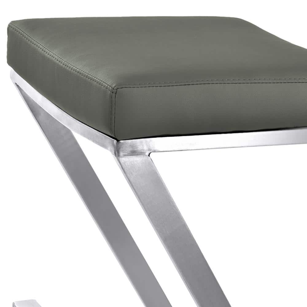Contemporary Gray Leatherette 26" Backless Counter Stool
