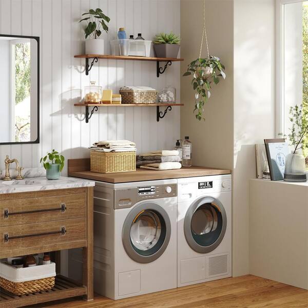 39.4 in. W x 7.9 in. D Rustic Brown Decorative Wall Shelf CL914WDR