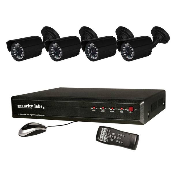 Security Labs 4-Channel 500 GB Surveillance Systems with (4) 420 TVL Indoor/Outdoor Cameras-DISCONTINUED