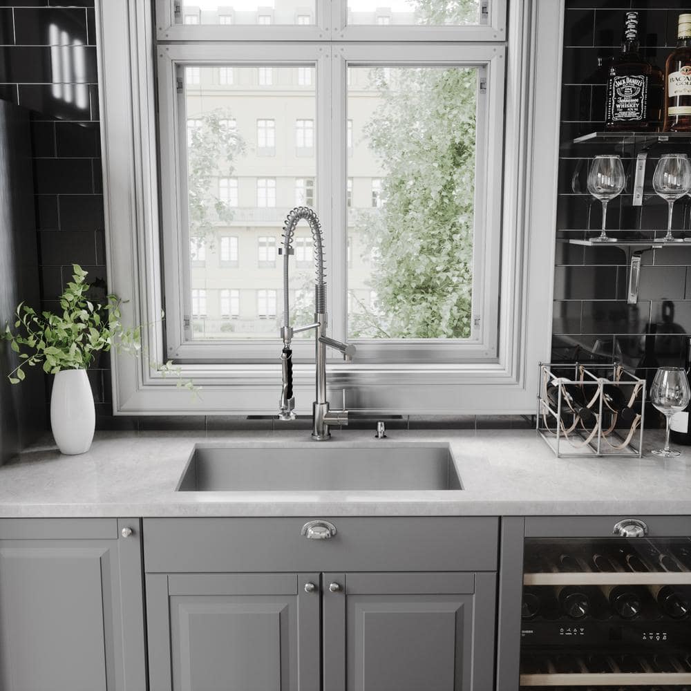 Zurich 27" Chrome Brass Pull-Down Kitchen Faucet