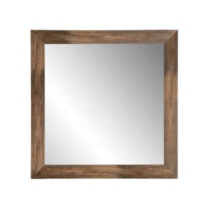 Medium Square Brown Casual Mirror (32 in. H x 32 in. W)