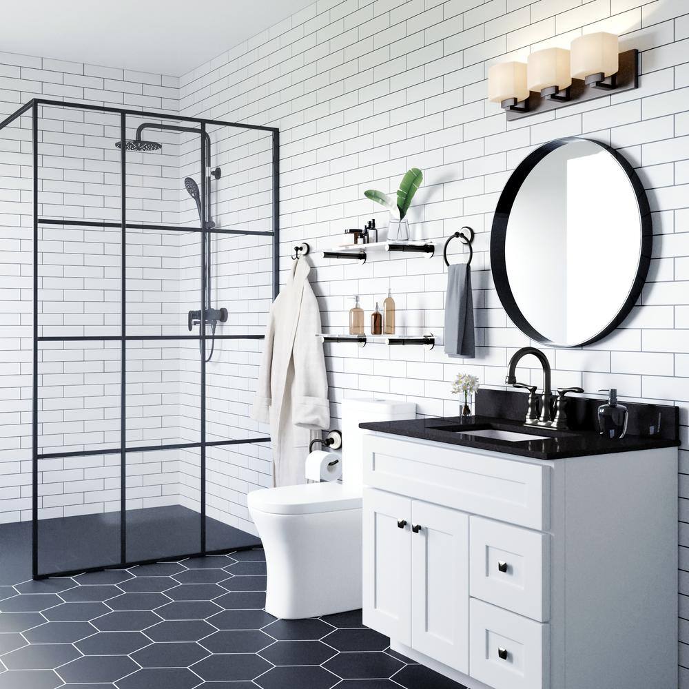 Savannah Matte Black and White Wall-Mounted Toilet Paper Holder