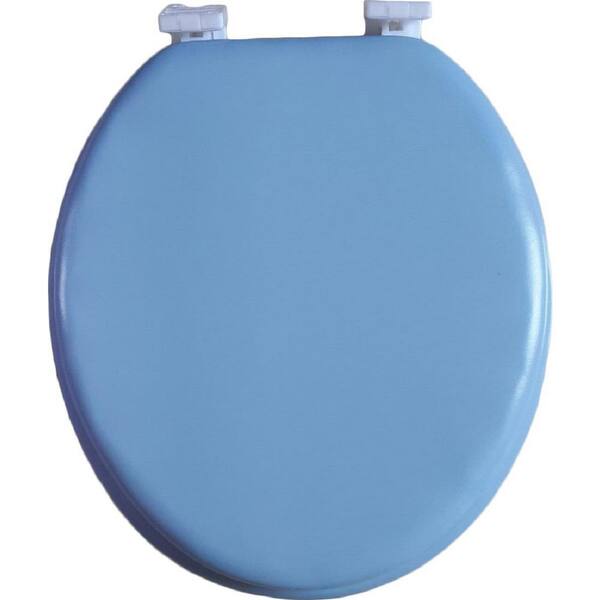 Toilet Seat Round Cushioned Padded Wood Core Soft Light Blue  Durable 