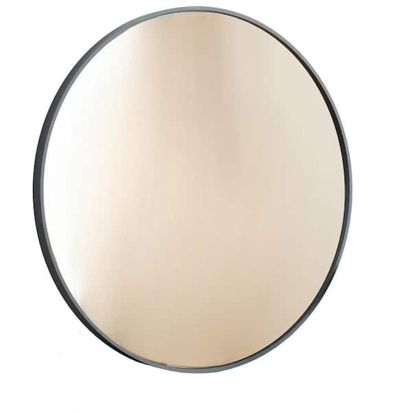 21.1 in. W x 22 in. H Black Aluminum Round Wall Mirrors for Over Sink, Circle Mirror for Bathroom, Entryway, Bedroom