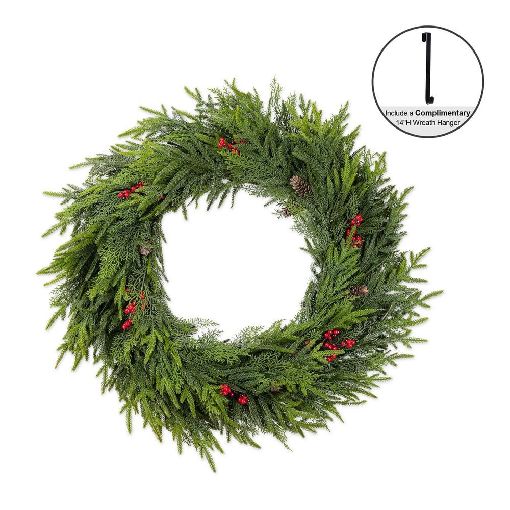 30 in. D Oversized Christmas PE Dripping Wreath with Pinecones and Red Berries price history on PriceWatchPro