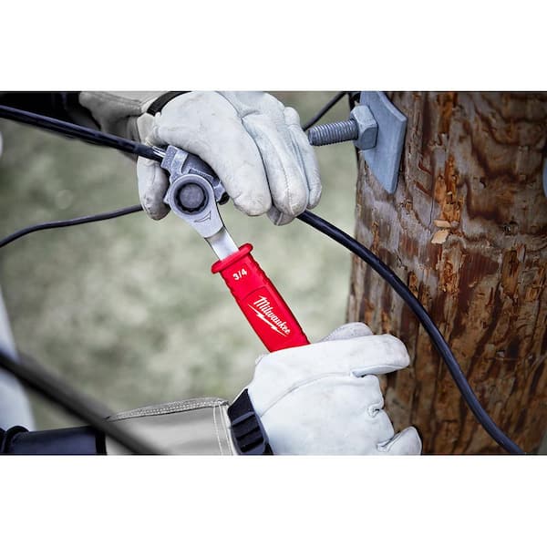 Milwaukee Lineman's 5-In-1 3/4 in. Ratcheting Wrench with Smooth Strike Face & Lineman's 2-In-1 Insulated Ratcheting Box Wrench