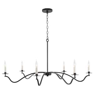 Pennington 60-Watt 6-Light Black Modern Chandelier, No Bulb Included