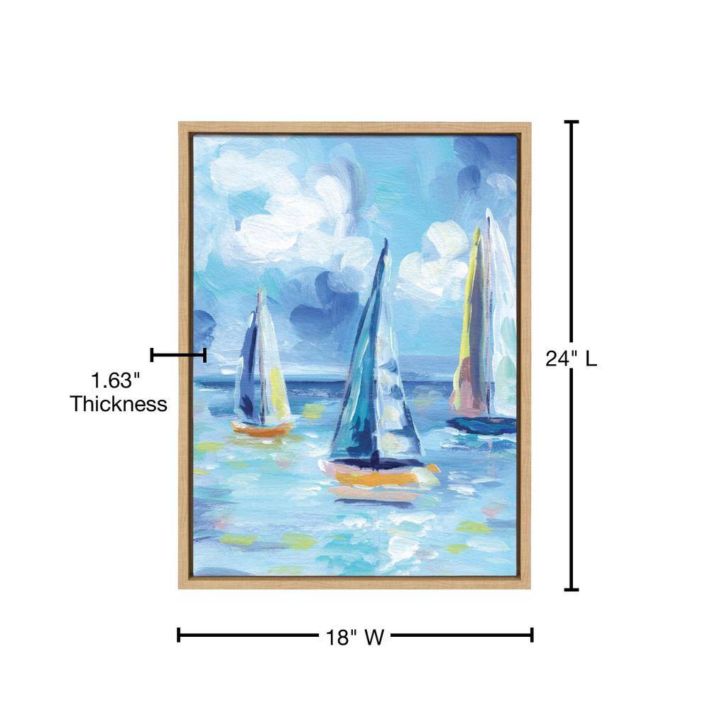 Natural Coastal Sailboat Print on Canvas with Polystyrene Frame