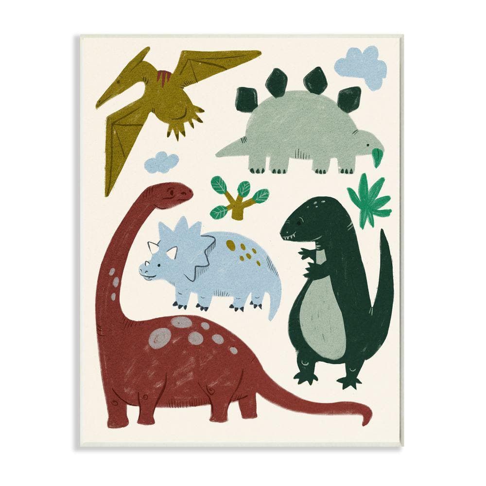 Stupell Industries "Colorful Cartoon Dinosaur Kid's Illustration" by Daphne Polselli Unframed Print Animal Wall Art 10 in. x 15 in.