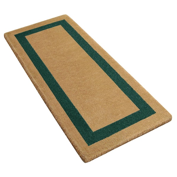 Heavy Duty Green 24 in. x 57 in. Coir Plain Single Picture Frame Indoor Outdoor Door Mat