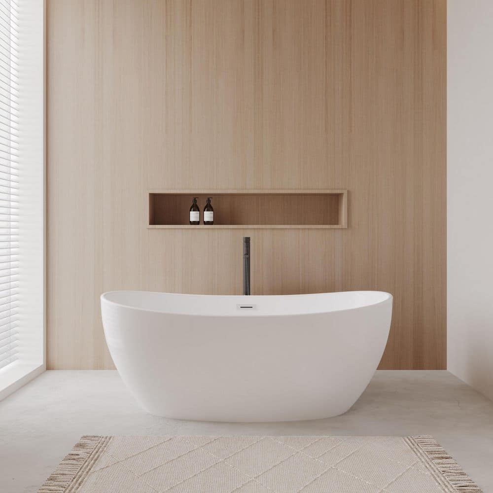 Rebecca 60 in. Acrylic Flatbottom Bathtub in White with Polished Chrome Trim and Matte Black Faucet price history on PriceWatchPro