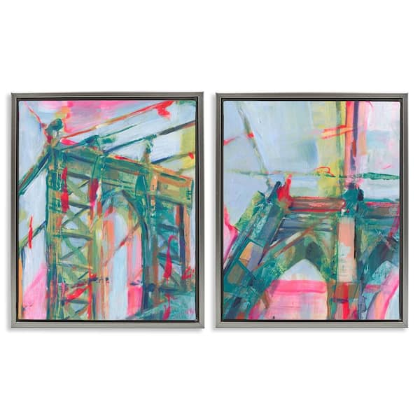 Stupell Industries Bridge Arches Abstractions by Ethan Harper 2 Pieces Gray Floater Frame Abstract Graphic Art Print 31 in. x 25 in.