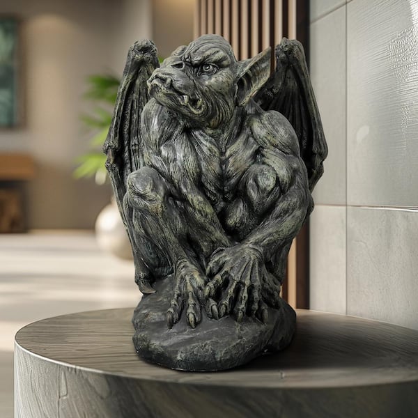 Gargoyle statue Outdoor outlet statue Antique gothic Backyard decorations Large Lucifer bust Concrete Concrete sculpture