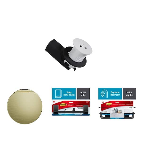 Pass and Seymour 20 Amp Matte White Kitchen Outlet with Champagne Bronze Metal Wall Plate Lid